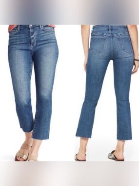 Sam Edelman The Stiletto High Rise Crop Boot Jeans Size 27 Medium Wash Raw Hem
